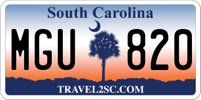 SC license plate MGU820