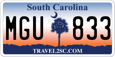 SC license plate MGU833