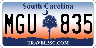 SC license plate MGU835