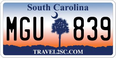SC license plate MGU839