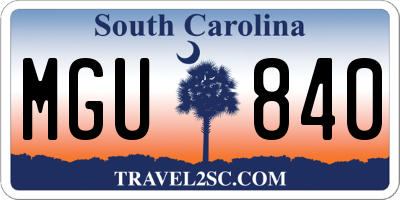SC license plate MGU840
