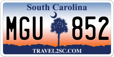 SC license plate MGU852