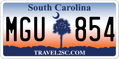 SC license plate MGU854