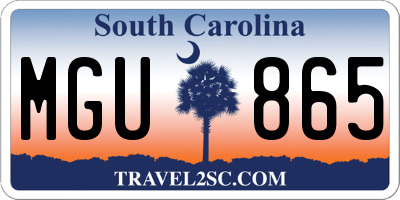 SC license plate MGU865