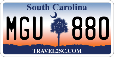 SC license plate MGU880