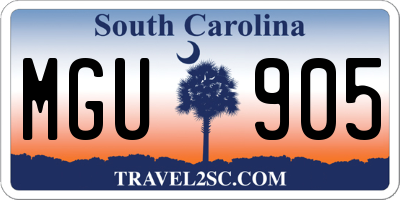 SC license plate MGU905
