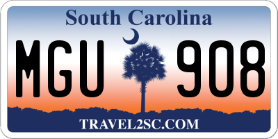 SC license plate MGU908