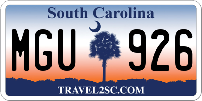 SC license plate MGU926