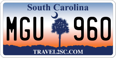 SC license plate MGU960