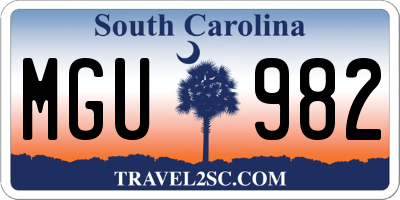 SC license plate MGU982