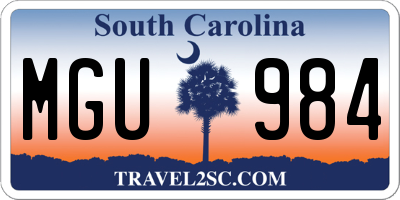 SC license plate MGU984