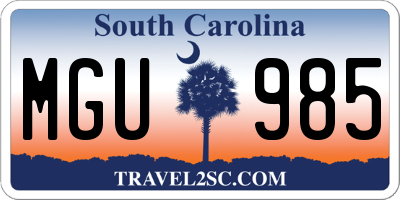 SC license plate MGU985