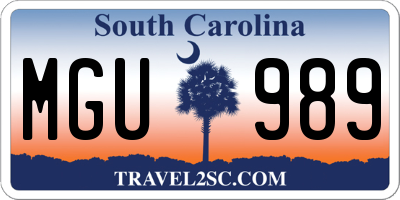 SC license plate MGU989