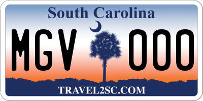 SC license plate MGV000