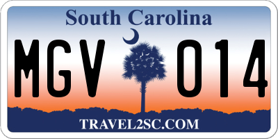 SC license plate MGV014