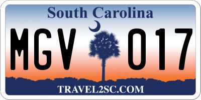 SC license plate MGV017