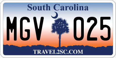 SC license plate MGV025