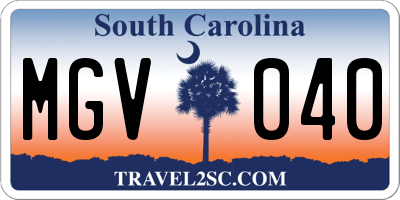 SC license plate MGV040