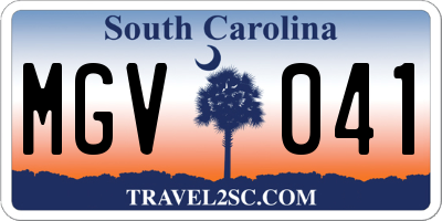 SC license plate MGV041