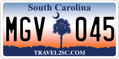 SC license plate MGV045