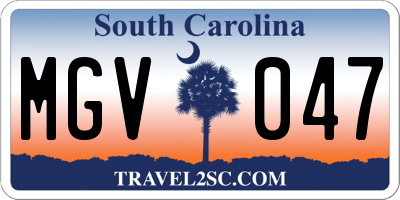 SC license plate MGV047