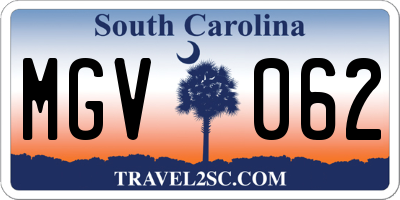 SC license plate MGV062