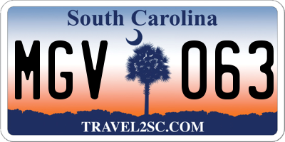 SC license plate MGV063