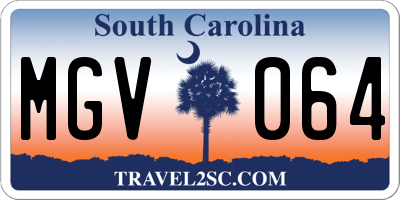 SC license plate MGV064
