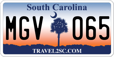 SC license plate MGV065