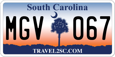 SC license plate MGV067
