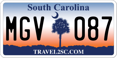 SC license plate MGV087