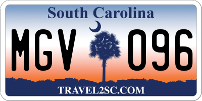 SC license plate MGV096