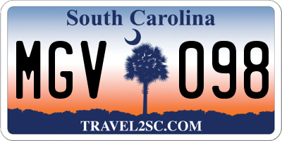 SC license plate MGV098