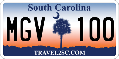 SC license plate MGV100