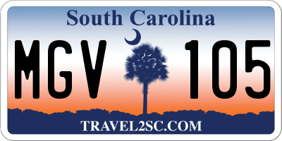 SC license plate MGV105