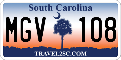 SC license plate MGV108