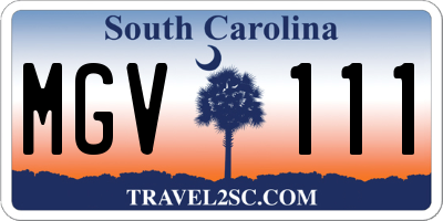 SC license plate MGV111