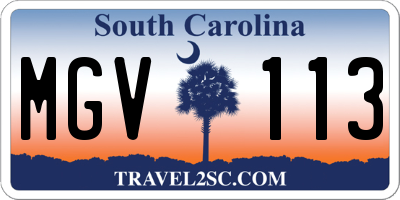 SC license plate MGV113