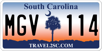 SC license plate MGV114