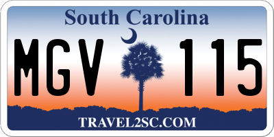 SC license plate MGV115