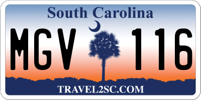 SC license plate MGV116