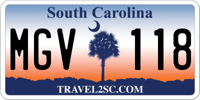 SC license plate MGV118