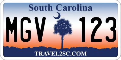 SC license plate MGV123