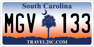 SC license plate MGV133
