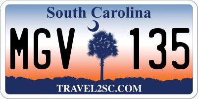 SC license plate MGV135