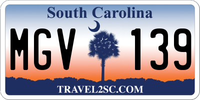 SC license plate MGV139