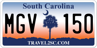 SC license plate MGV150