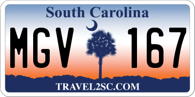 SC license plate MGV167