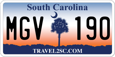 SC license plate MGV190