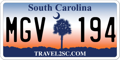 SC license plate MGV194